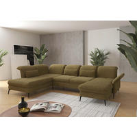 WOHNLANDSCHAFT in Flachgewebe Olivgrün  - Schwarz/Olivgrün, KONVENTIONELL, Textil/Metall (231/359/198cm) - Sit & More