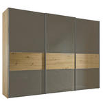 SCHWEBETÜRENSCHRANK  in Eiche Artisan, Mokka  - Alufarben/Eiche Artisan, KONVENTIONELL, Glas/Holzwerkstoff (280/222/68cm) - Moderano