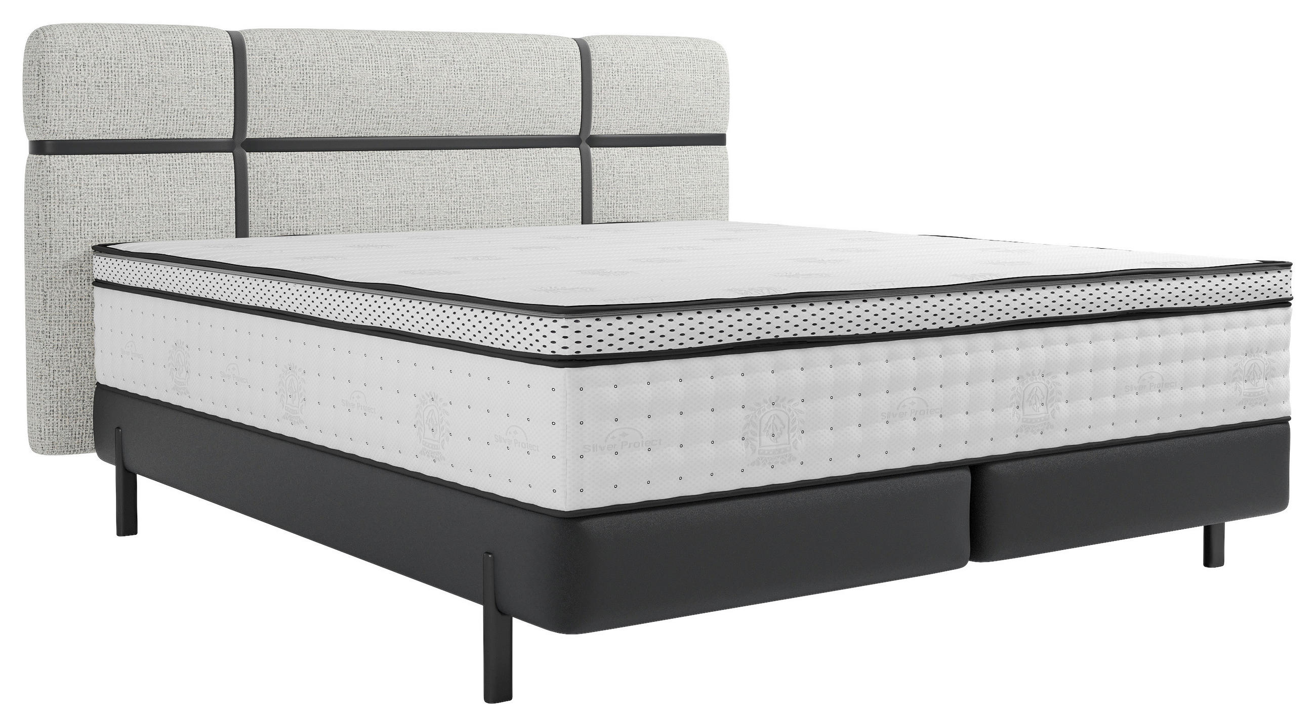 BOXSPRINGBETT 160/200 cm  in Anthrazit, Creme  - Anthrazit/Creme, Design, Textil/Metall (160/200cm) - Esposa