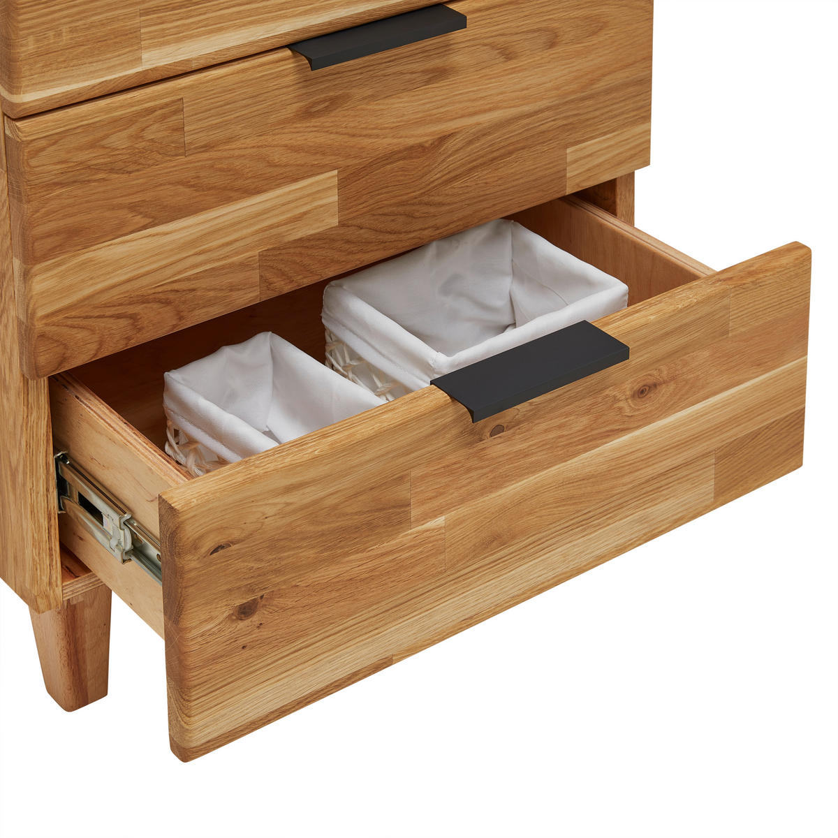 Noptieră, 48/65/40 cm, fag, stejar culoare lemn stejar - culoare lemn stejar/negru, Konventionell, materiale naturale/metal (48/65/40cm) - Valnatura