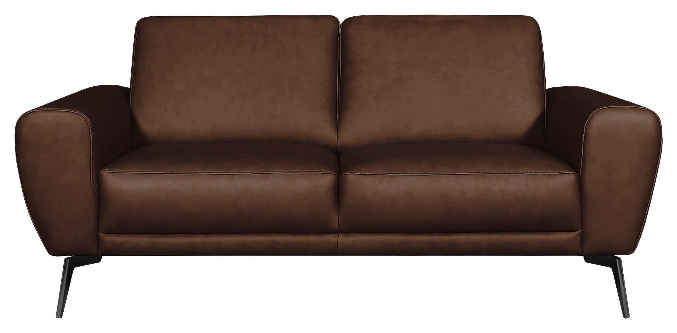 2-SITZER-SOFA in Echtleder Dunkelbraun  - Dunkelbraun/Schwarz, Design, Leder/Metall (177/85/92cm) - Livetastic
