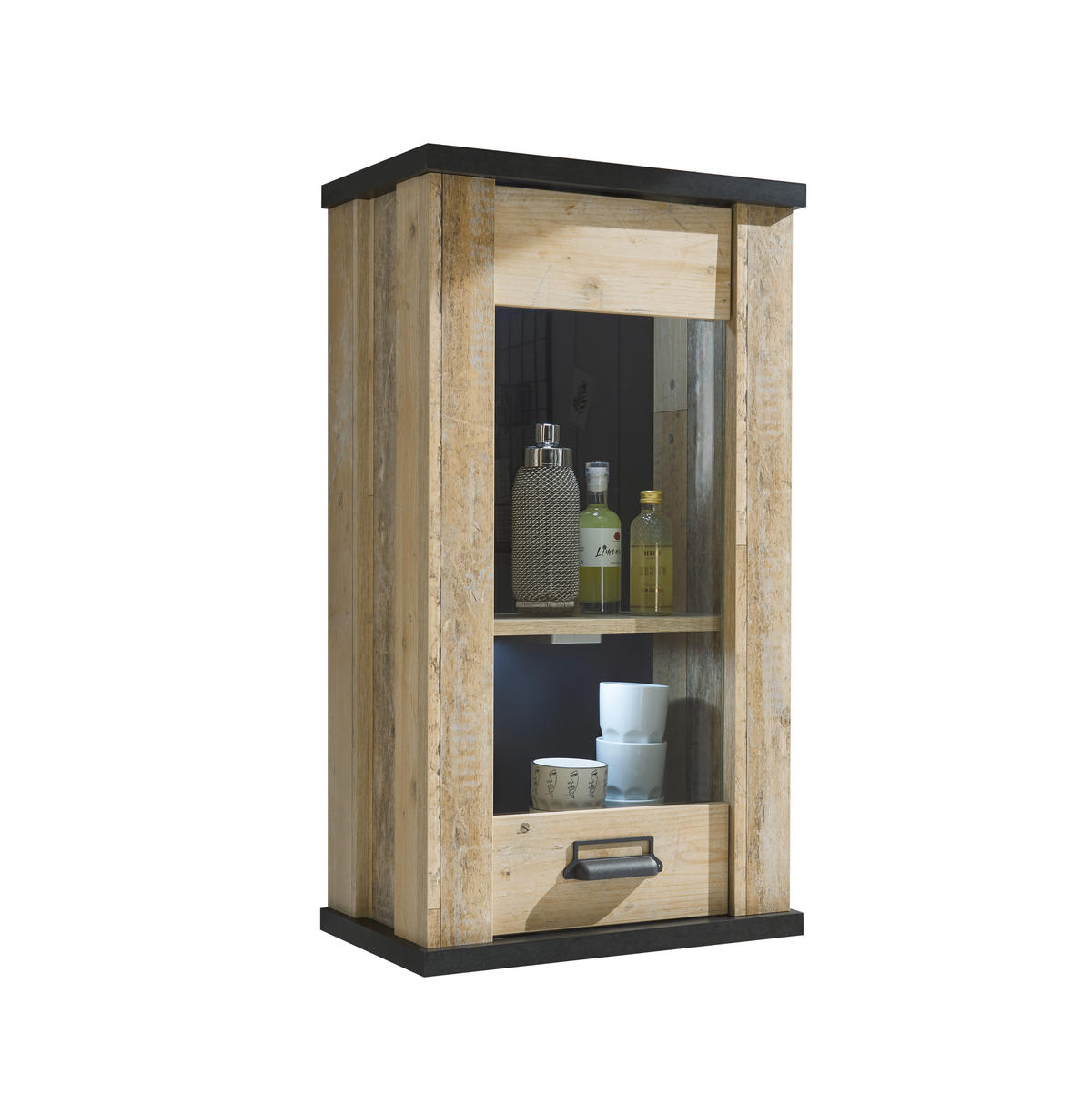 KÜCHENOBERSCHRANK 50/90/31 cm  in Anthrazit, Naturfarben  - Anthrazit/Schwarz, Trend, Glas/Holzwerkstoff (50/90/31cm) - MID.YOU