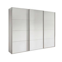 SCHWEBETÜRENSCHRANK 300/236/67 cm,  in Weiß, 3 Tür(en)  - Chromfarben/Weiß, MODERN, Holzwerkstoff/Metall (300/236/67cm) - Chameo