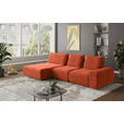 ECKSOFA in Velours Terracotta  - Terracotta/Schwarz, Design, Kunststoff/Textil (174/342cm) - Xora