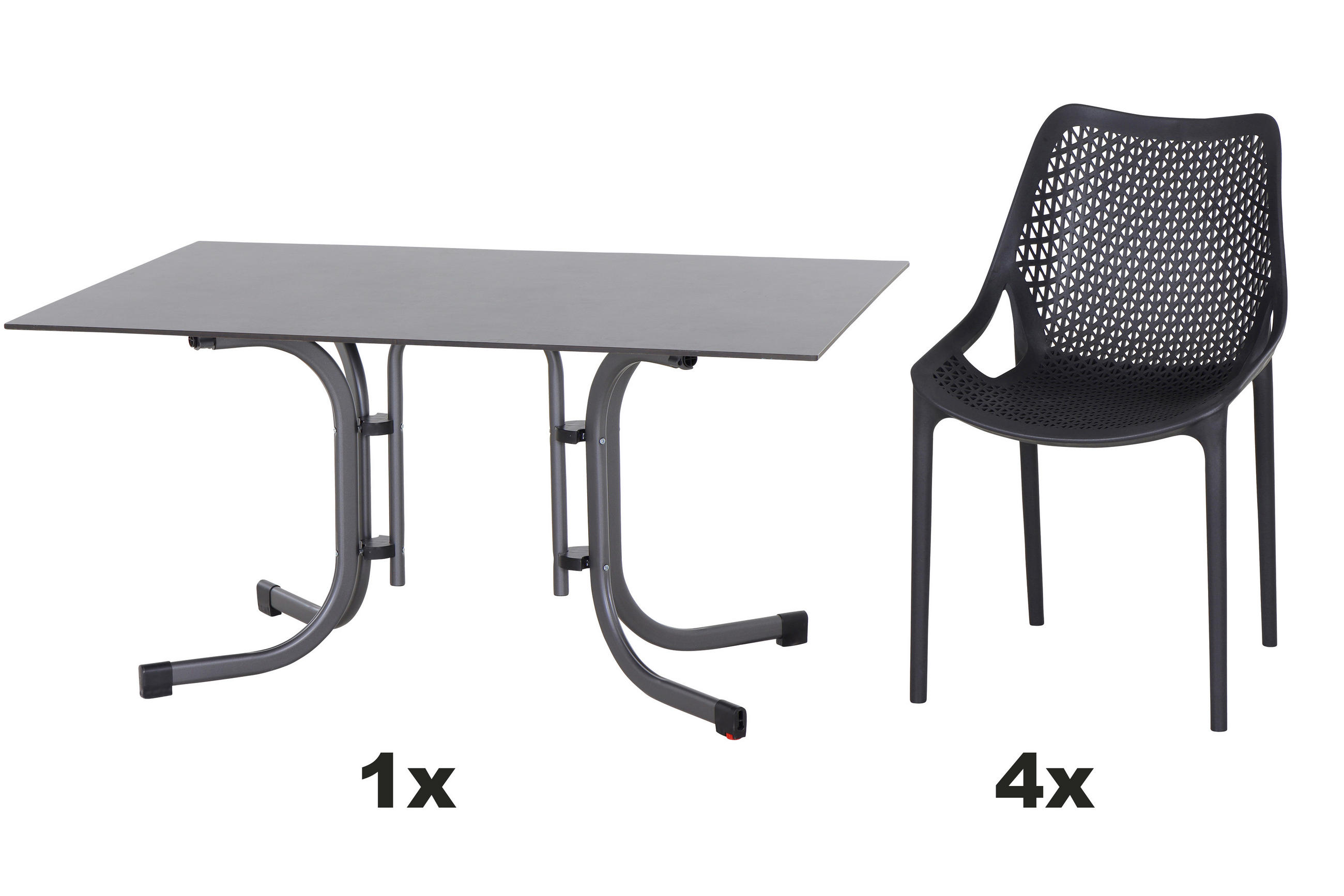 GARTENGARNITUR 5-teilig Stahl  - Anthrazit, Basics, Kunststoff/Metall (90/81/140cm) - Siena Garden