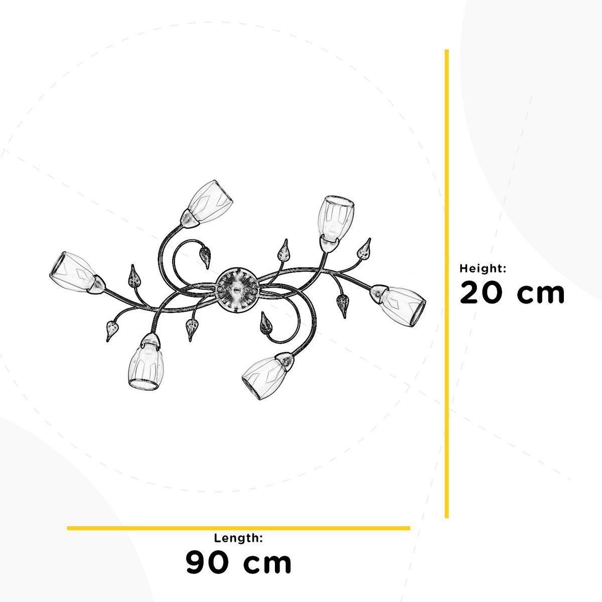 DECKENLEUCHTE    90/50/20 cm  - Cognac, Basics, Glas/Metall (90/50/20cm)