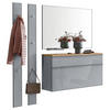 GARDEROBE 5-teilig  in 180/195/31 cm  - Grau, Design, Glas/Holz (180/195/31cm)