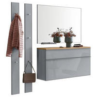 GARDEROBE 5-teilig  in 180/195/31 cm  - Grau, Design, Glas/Holz (180/195/31cm)