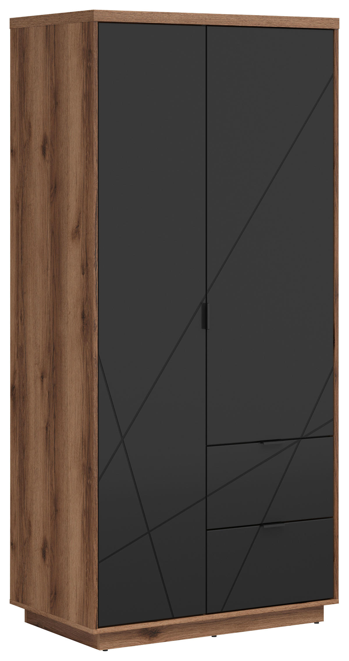 NYÍLÓAJTÓS SZEKRÉNY fekete, tölgyfa  - fekete/tölgyfa, Modern, faalapú anyag/fém (94/200,5/56,5cm) - MID.YOU