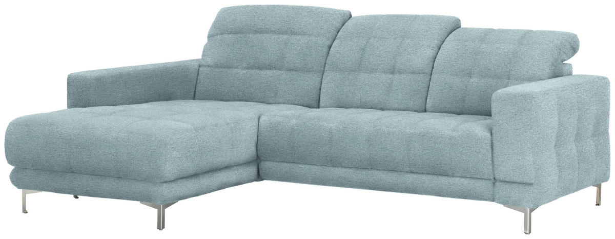 KOTNA SEDEŽNA GARNITURA, tkanina pastelno modra  - barve kroma/pastelno modra, Design, kovina/tekstil (187/260cm) - Xora