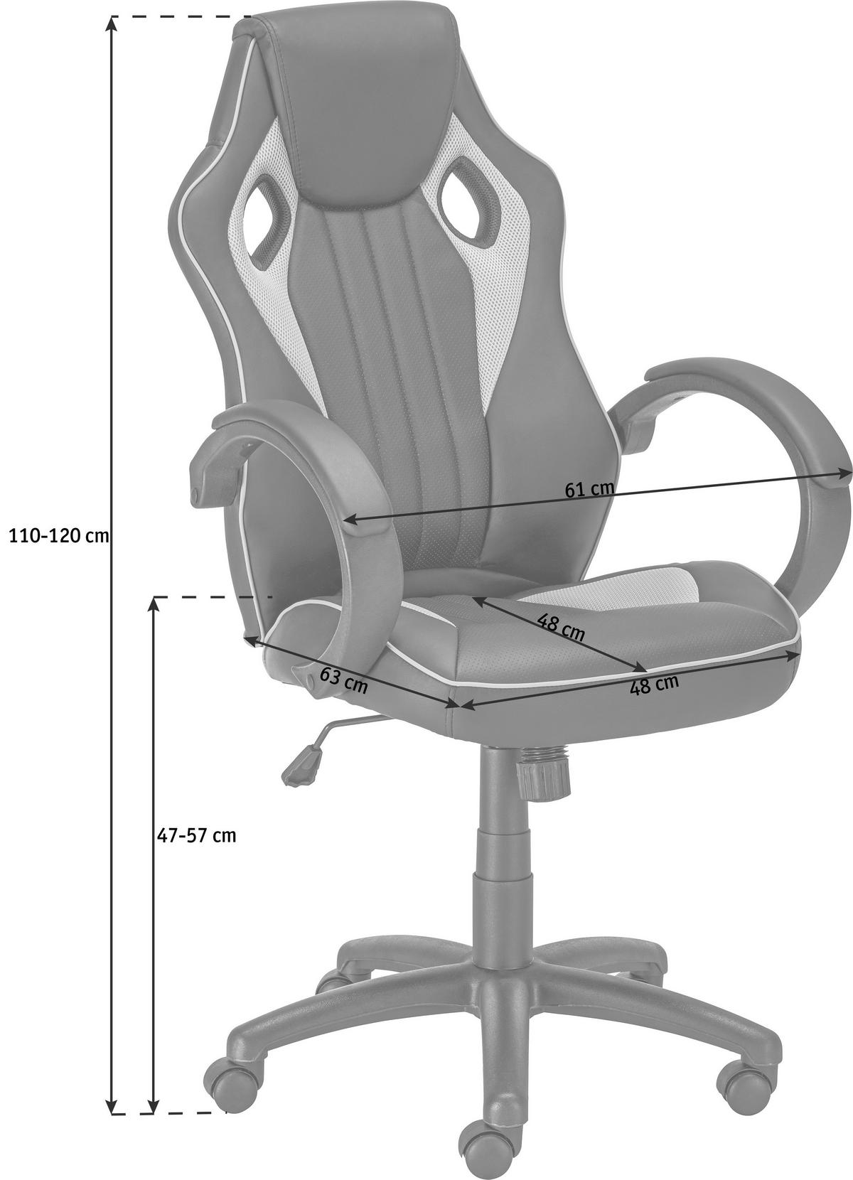 CHAISE GAMING aspect cuir, revêtement filet vert, noir  - vert/noir, Design, métal/matière synthétique (61,5/111-121/66cm) - Carryhome