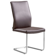 SCHWINGSTUHL Echtleder Dunkelbraun, Edelstahlfarben - Edelstahlfarben/Beige, MODERN, Leder/Metall (46/58,50/99cm) - Novel