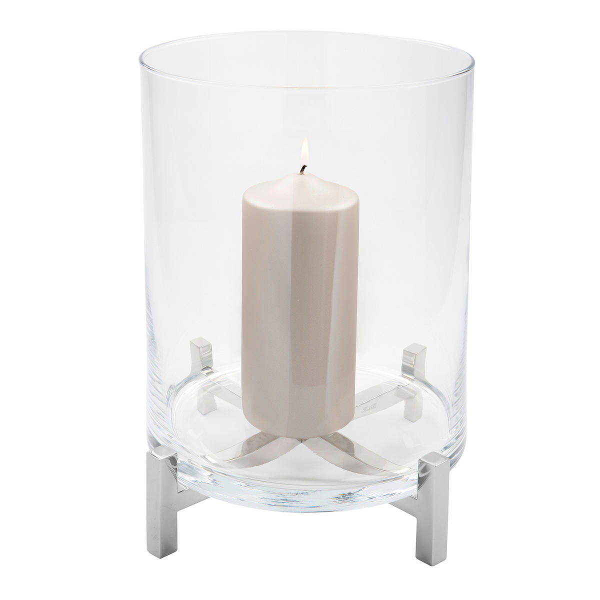 WINDLICHT Silberfarben 23/35 cm  - Silberfarben, Basics, Glas/Metall (23/35cm) - Fink