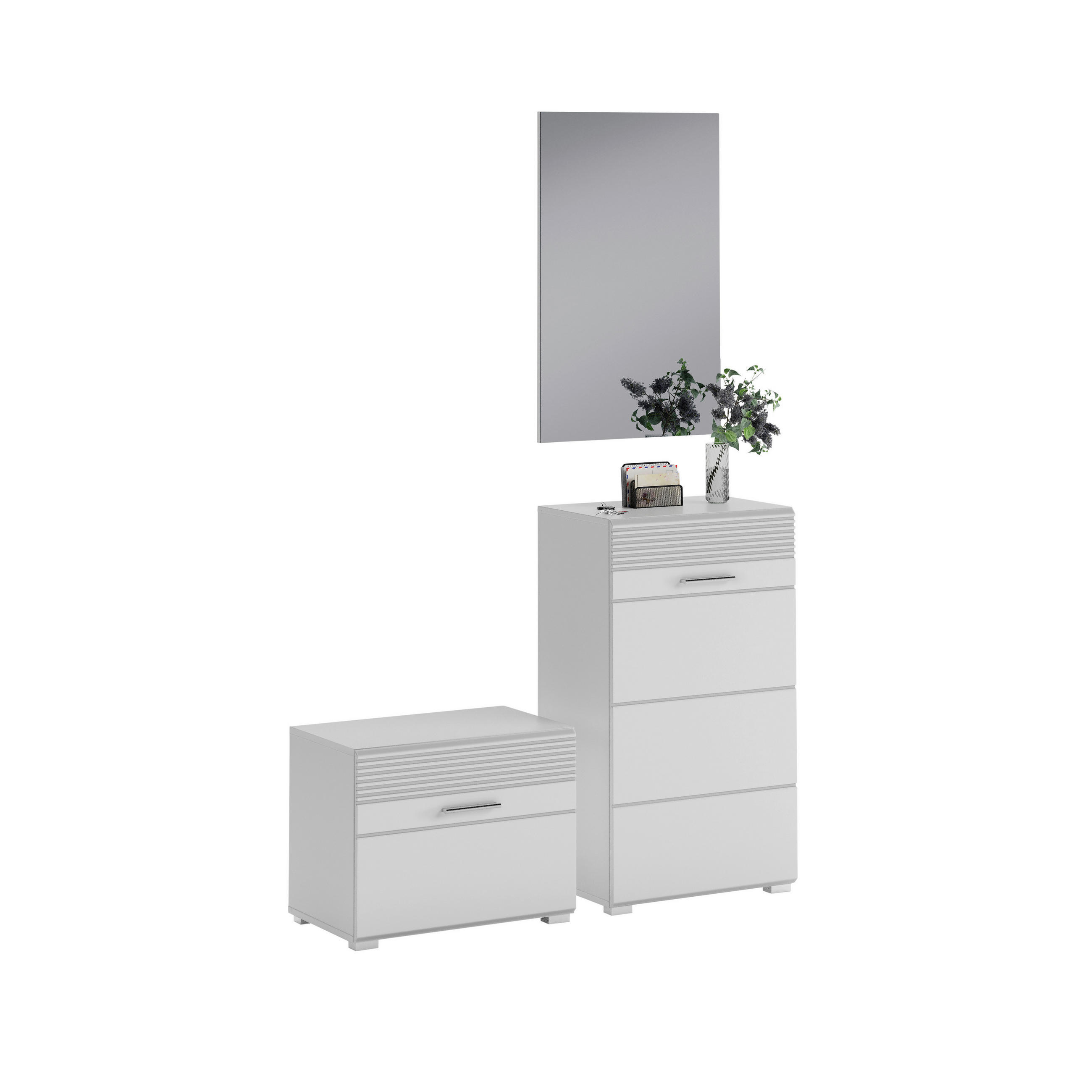 GARDEROBE 3-teilig  in 115/197/37 cm  - Weiß Hochglanz/Weiß, Design, Holzwerkstoff (115/197/37cm) - MID.YOU