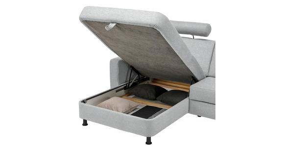 ECKSOFA in Webstoff Hellgrau  165/257 cm  - Hellgrau/Schwarz, Design, Kunststoff/Textil (165/257cm) - Xora