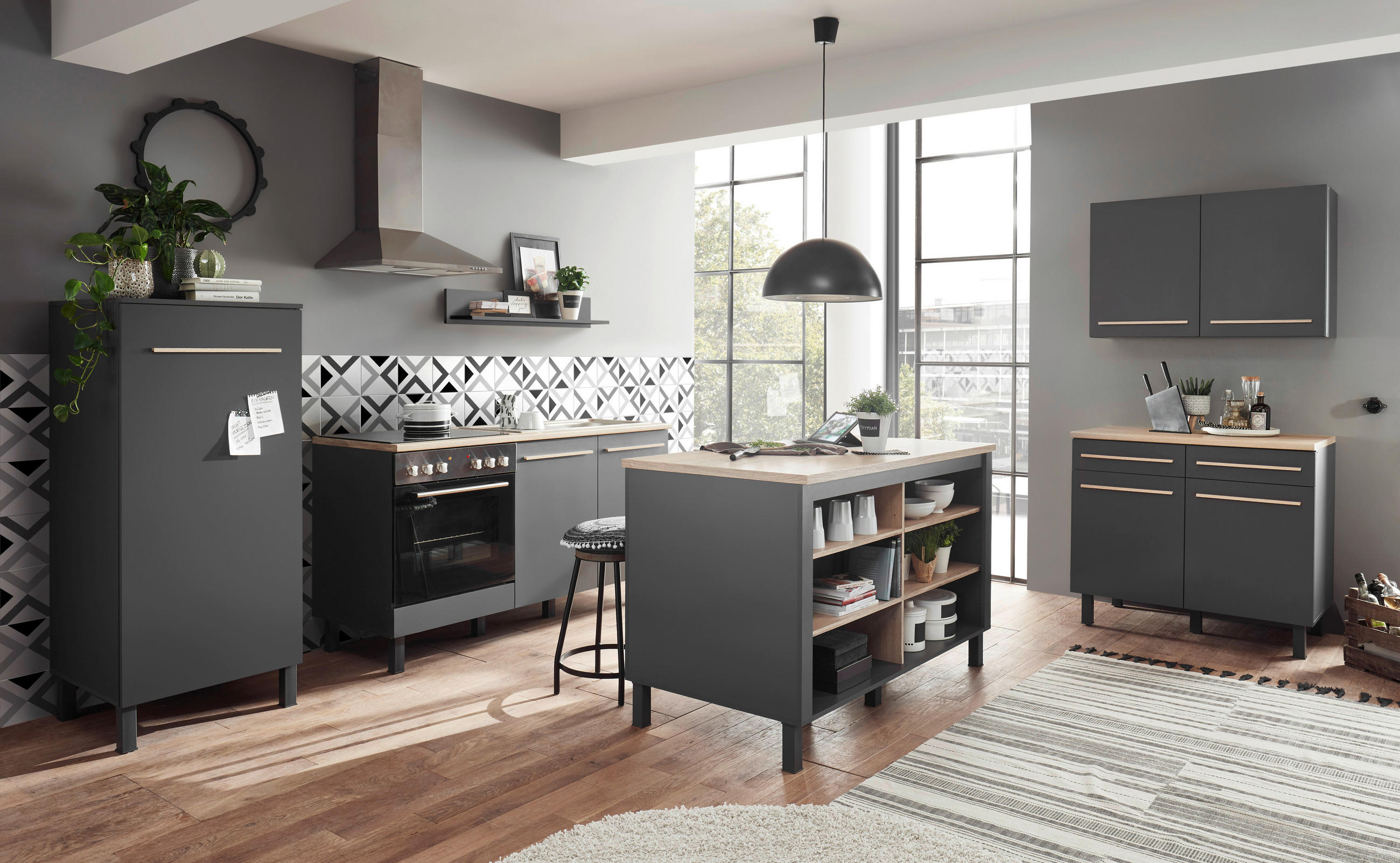 INSULĂ DE BUCĂTĂRIE 138/90/75 cm  - stejar Sonoma/antracit, Design, material pe bază de lemn (138/90/75cm) - Xora