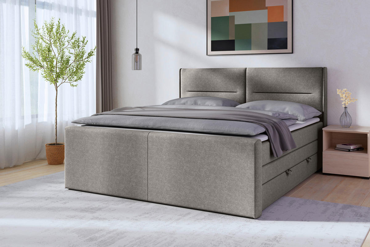 POSTELJA BOXSPRING 180 cm   x 200 cm  , karton, leseni material srebrne barve  - srebrne barve, Moderno, kovina/umetna masa (180/200cm) - MID.YOU