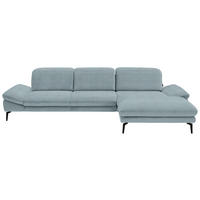 ECKSOFA in Chenille Pastellblau  - Pastellblau/Schwarz, Design, Textil/Metall (319/188cm) - Beldomo System