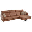 ECKSOFA in Echtleder Haselnussfarben  - Schwarz/Haselnussfarben, Design, Leder/Metall (300/157cm) - Dieter Knoll