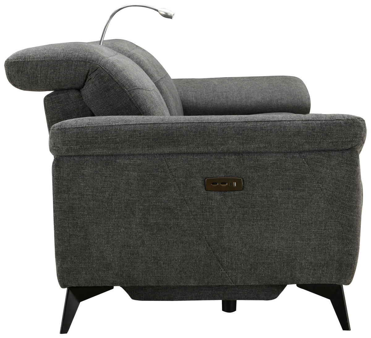 HEIMKINO-SOFA Webstoff Grau  - Chromfarben/Grau, MODERN, Textil/Metall (230/98/103cm) - Livetastic