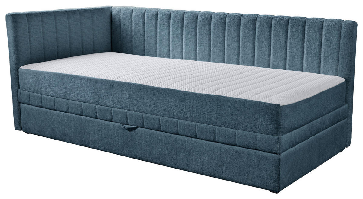 SCHLAFSOFA in Struktur Blau  - Blau/Schwarz, Design, Holz/Holzwerkstoff (212/83/99cm) - MID.YOU
