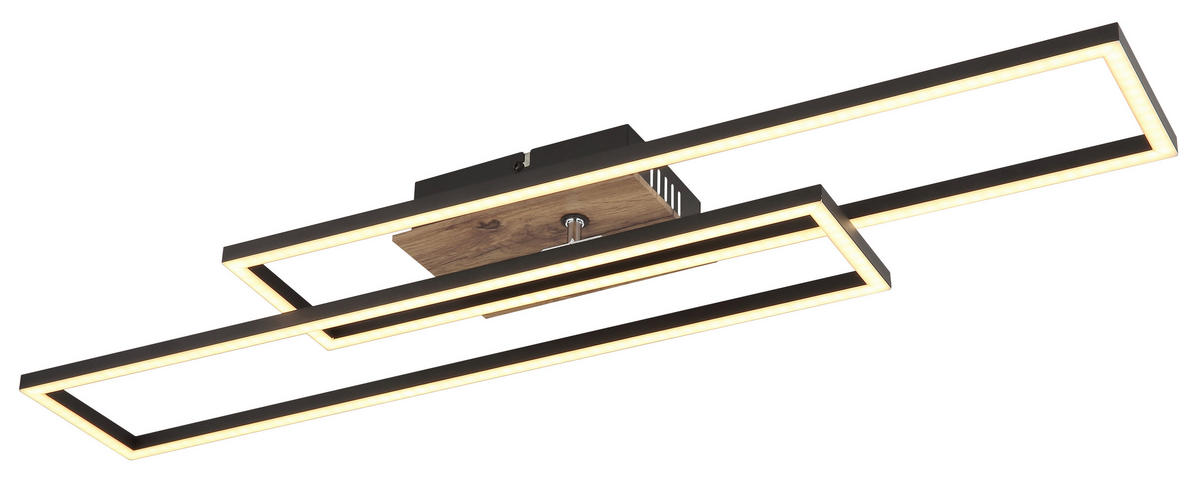 LED-DECKENLEUCHTE Dakari 80/60/8 cm  - Schwarz/Braun, Design, Holzwerkstoff/Kunststoff (80/60/8cm) - Globo