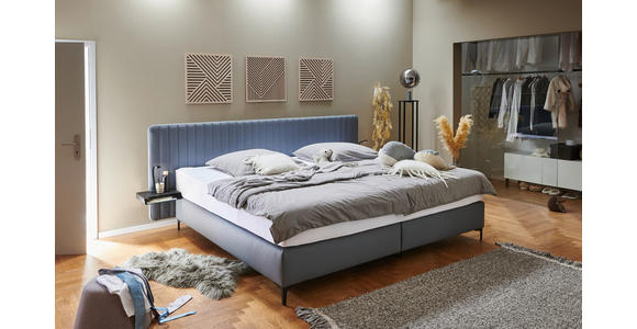 FAMILIENBOXSPRINGBETT - Blaugrau/Schwarz, KONVENTIONELL, Textil/Metall (240/220cm) - Novel