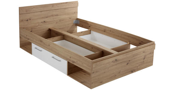 Bett Box 140x200 Artisan Eiche/Alpinweiß - Blau/Eichefarben, MODERN, Holzwerkstoff (140/200cm) - Ombra