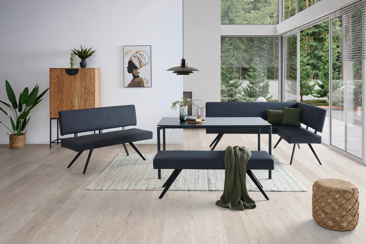 ECKBANK 190/150 cm Leinenoptik Dunkelgrau   - Dunkelgrau/Schwarz, KONVENTIONELL, Textil/Metall (190/150cm) - MID.YOU