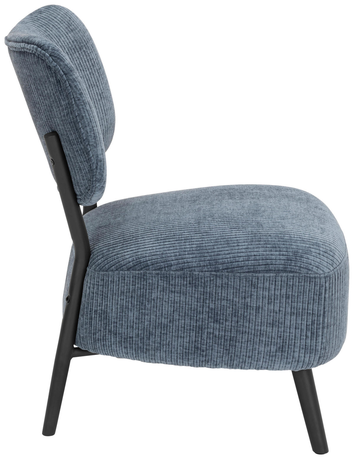 SESSEL in Cord Blau  - Blau/Schwarz, Design, Textil/Metall (62/76/65,5cm) - P & B