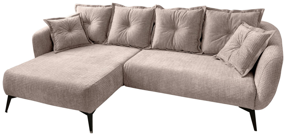 ECKSOFA in Mikrofaser Beige  - Beige/Schwarz, Modern, Textil/Metall (162/277cm) - Livetastic