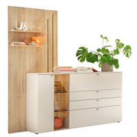 SIDEBOARD Weiss, Eichefarben  210/224/43 cm  - Weiss/Eichefarben, Design, Glas/Holz (210/224/43cm) - Venjakob