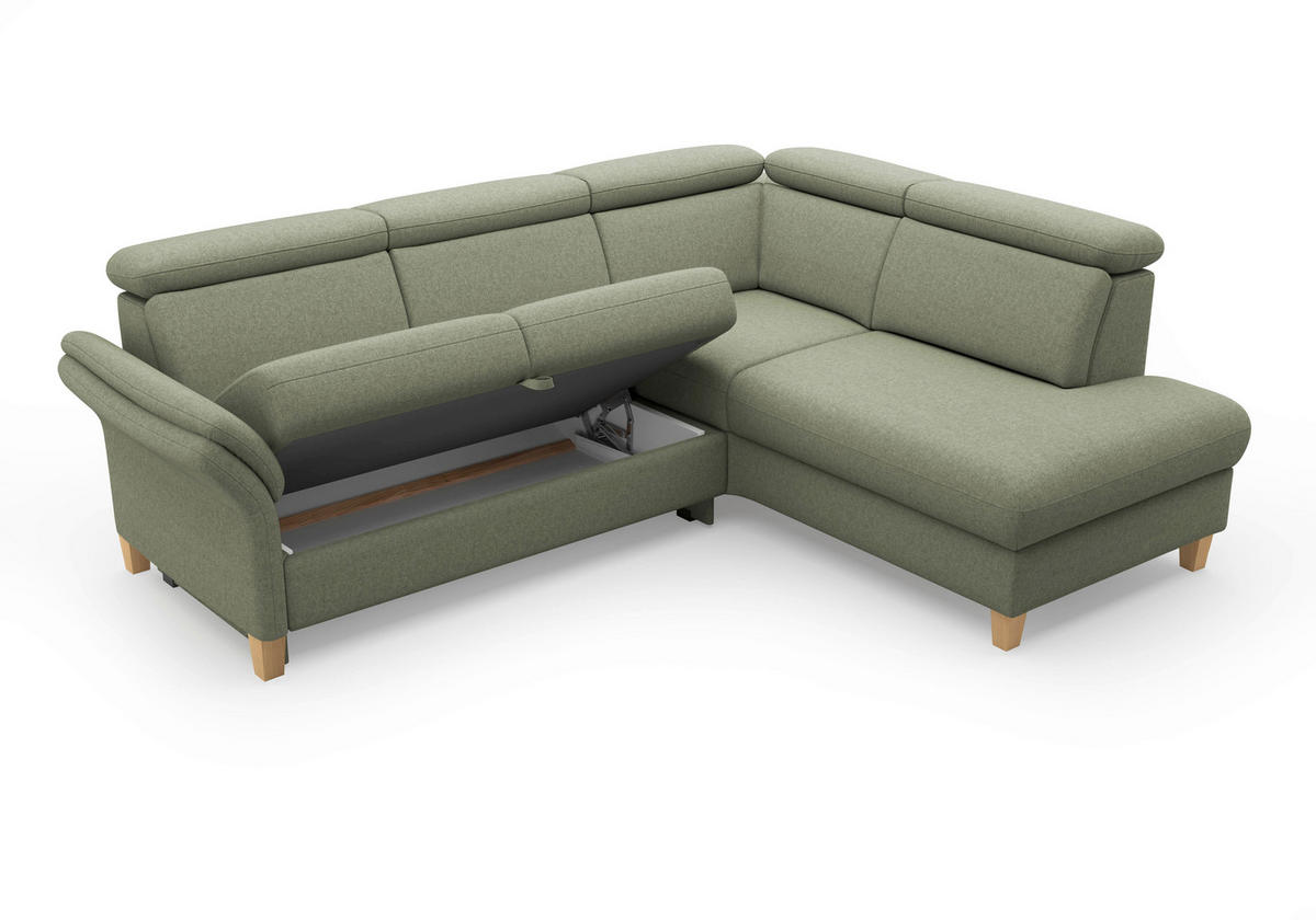ECKSOFA Flachgewebe Olivgrün  - Eichefarben/Olivgrün, Konventionell, Holz/Textil (247/193cm) - Sit & More