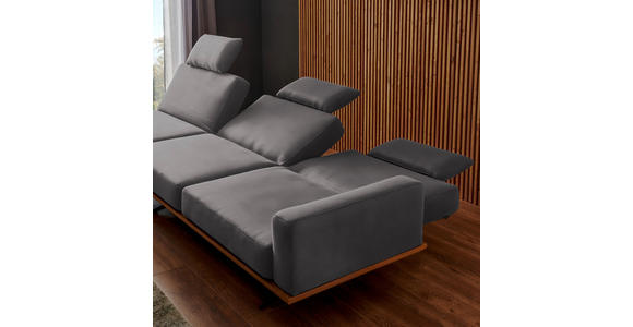 ECKSOFA in Flachgewebe Grau  - Schwarz/Grau, Natur, Holz/Textil (170/326cm) - Valnatura