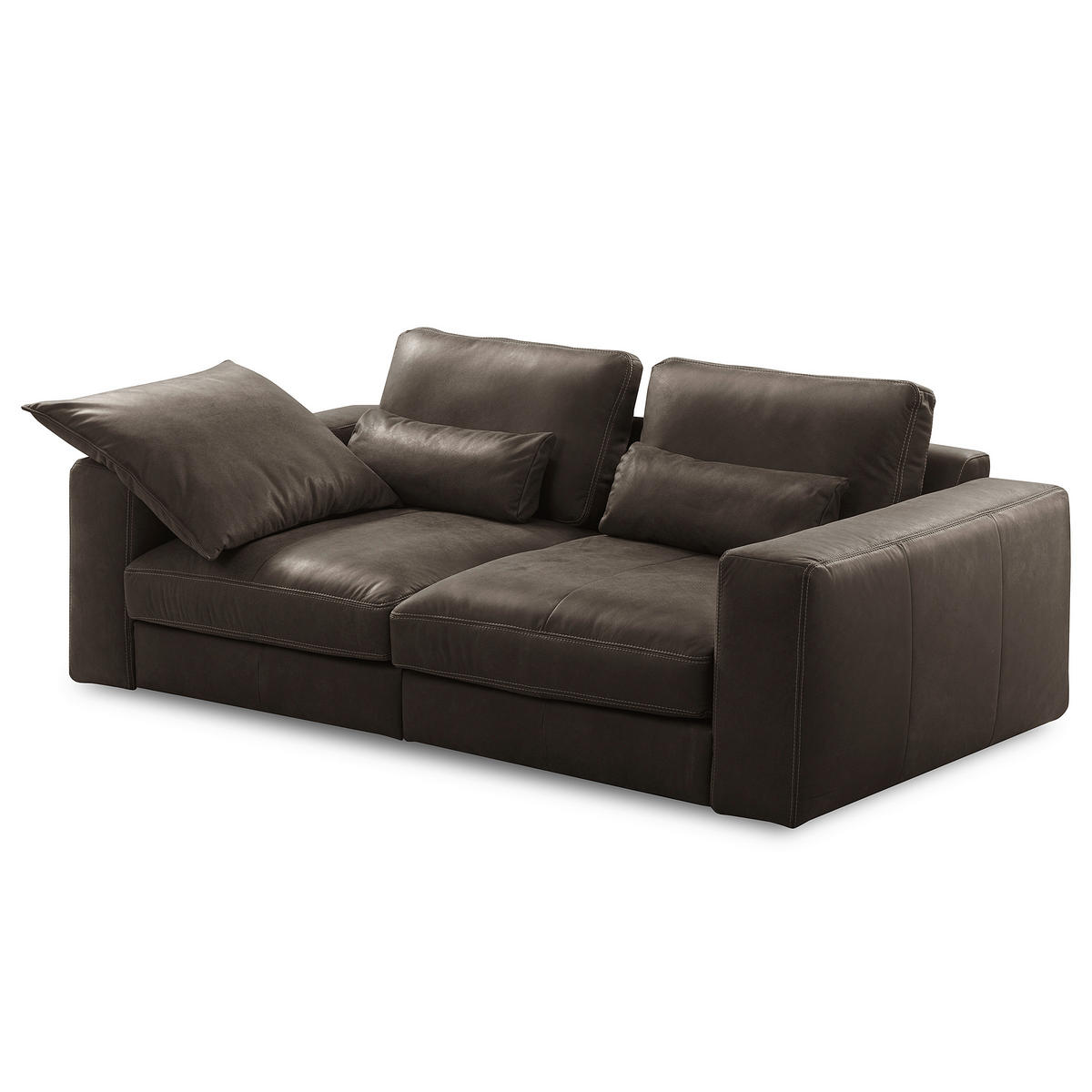 2-SITZER-SOFA  in Echtleder Fango   - Fango/Beige, Design, Leder/Kunststoff (240/85/123cm) - Livetastic