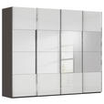 SCHWEBETÜRENSCHRANK  in Graphitfarben, Weiß  - Chromfarben/Graphitfarben, Design, Glas/Holzwerkstoff (271/223/68cm) - Novel