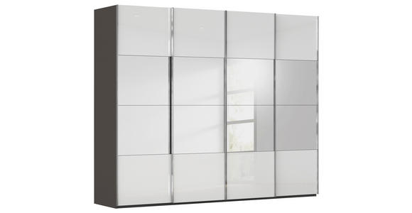 SCHWEBETÜRENSCHRANK  in Graphitfarben, Weiß  - Chromfarben/Graphitfarben, Design, Glas/Holzwerkstoff (271/223/68cm) - Novel