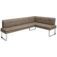 ECKBANK 213/154 cm in Taupe, Chromfarben - Taupe/Chromfarben, Design, Textil/Metall (213/154cm) - Novel