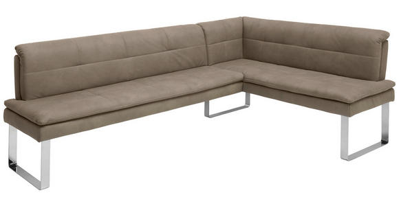 ECKBANK 213/154 cm in Taupe, Chromfarben - Taupe/Chromfarben, Design, Textil/Metall (213/154cm) - Novel