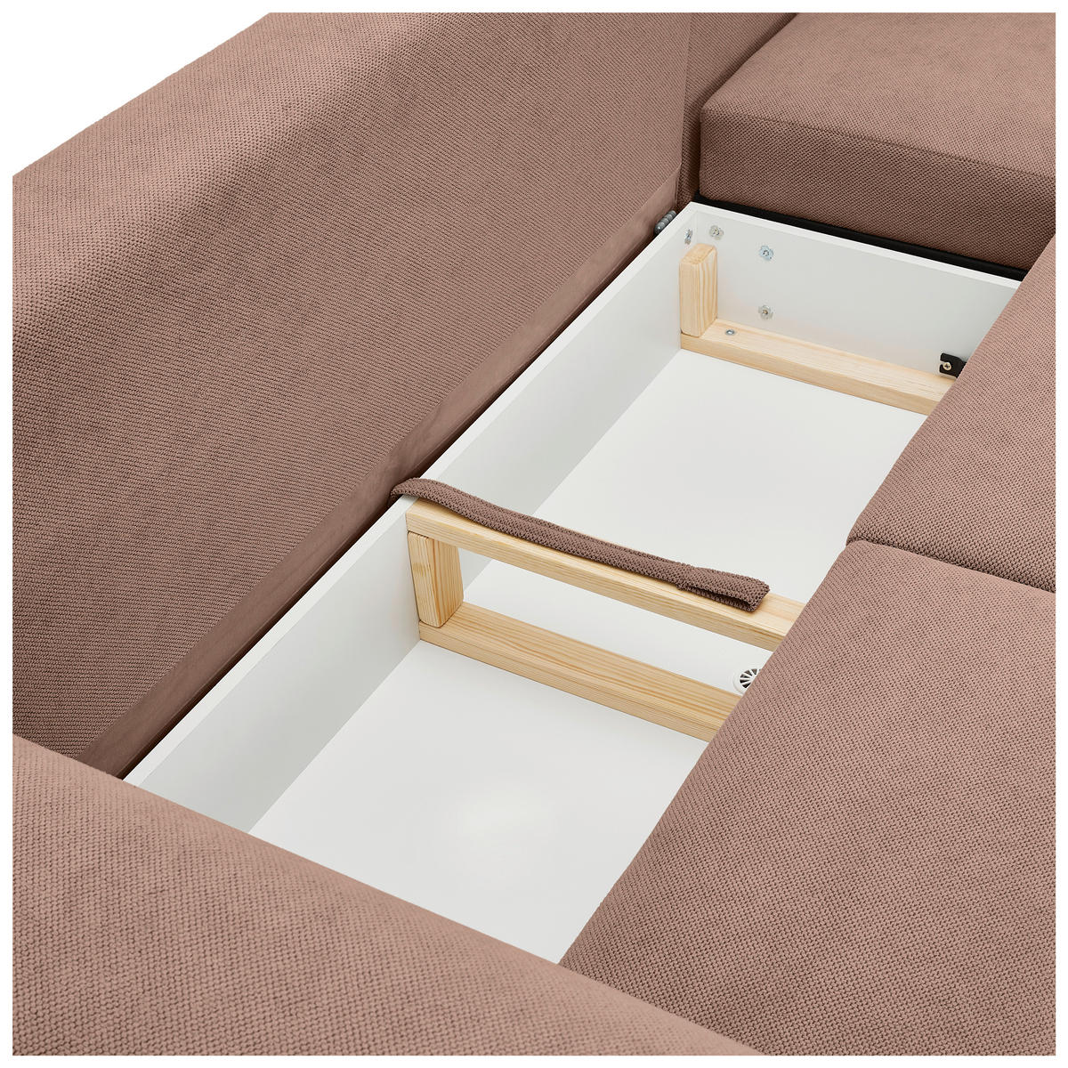 ECKSOFA Altrosa Webstoff  - Altrosa/Naturfarben, KONVENTIONELL, Holz/Textil (250/145cm) - Carryhome