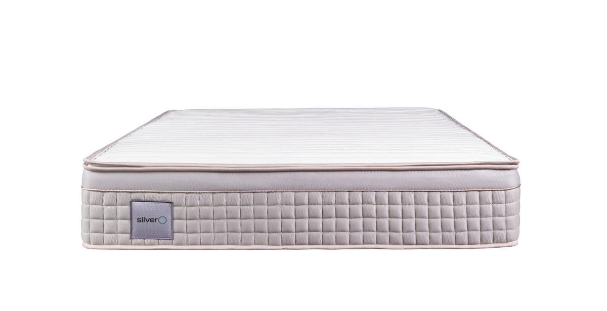 TASCHENFEDERKERNMATRATZE SILVER UP JUMBO EUROTOP 160/210 cm H4 + H4 = sehr fest  - Weiss/Beigebraun, Basics, Textil (160/210cm) - Livetastic
