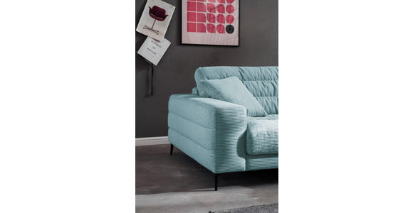 ECKSOFA Hellblau Cord - Schwarz/Hellblau, Design, Textil/Metall (207/296cm) - Dieter Knoll