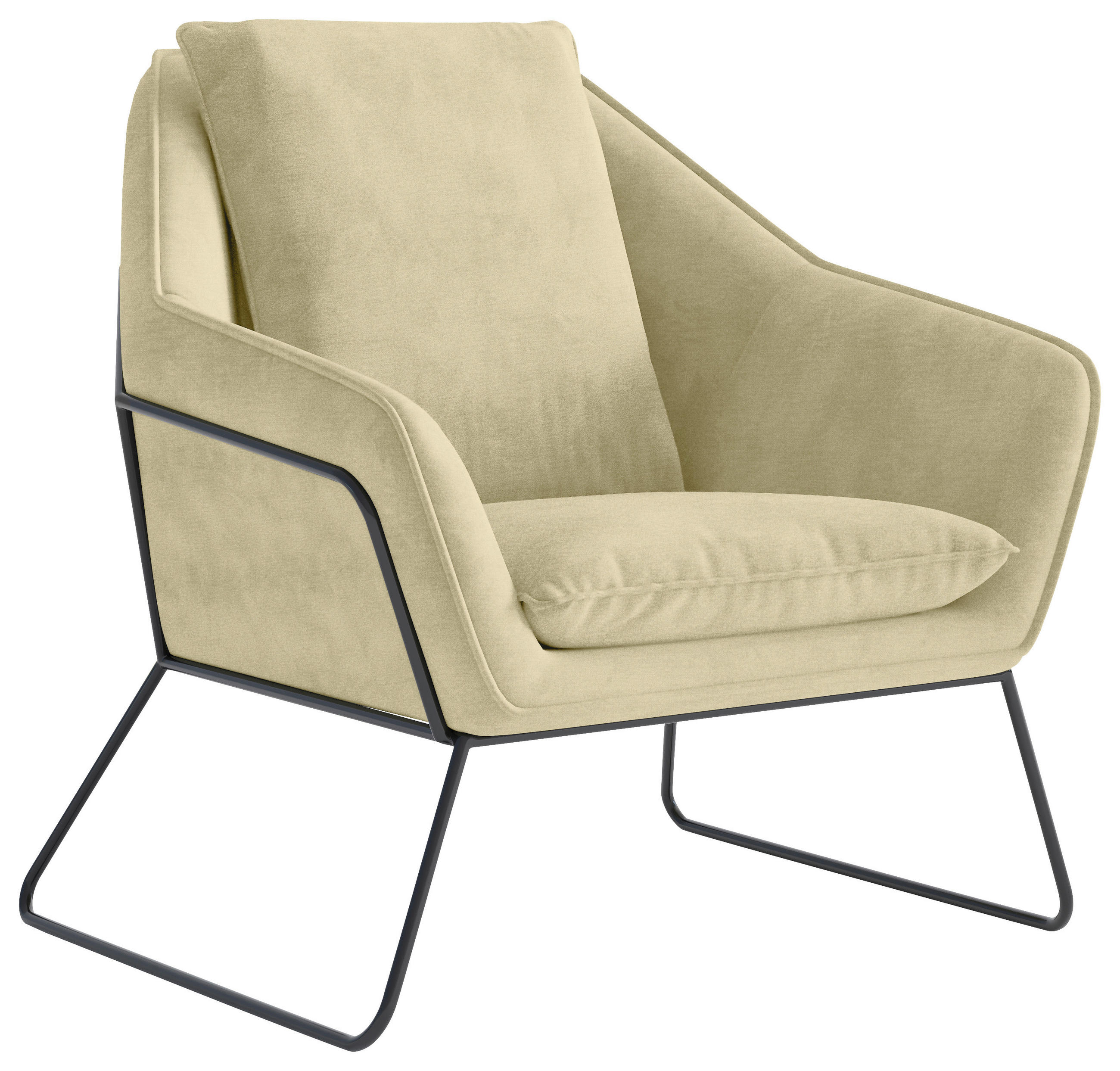 SESSEL in Flachgewebe Beige  - Beige/Schwarz, Design, Textil/Metall (78/85/85cm) - Livetastic