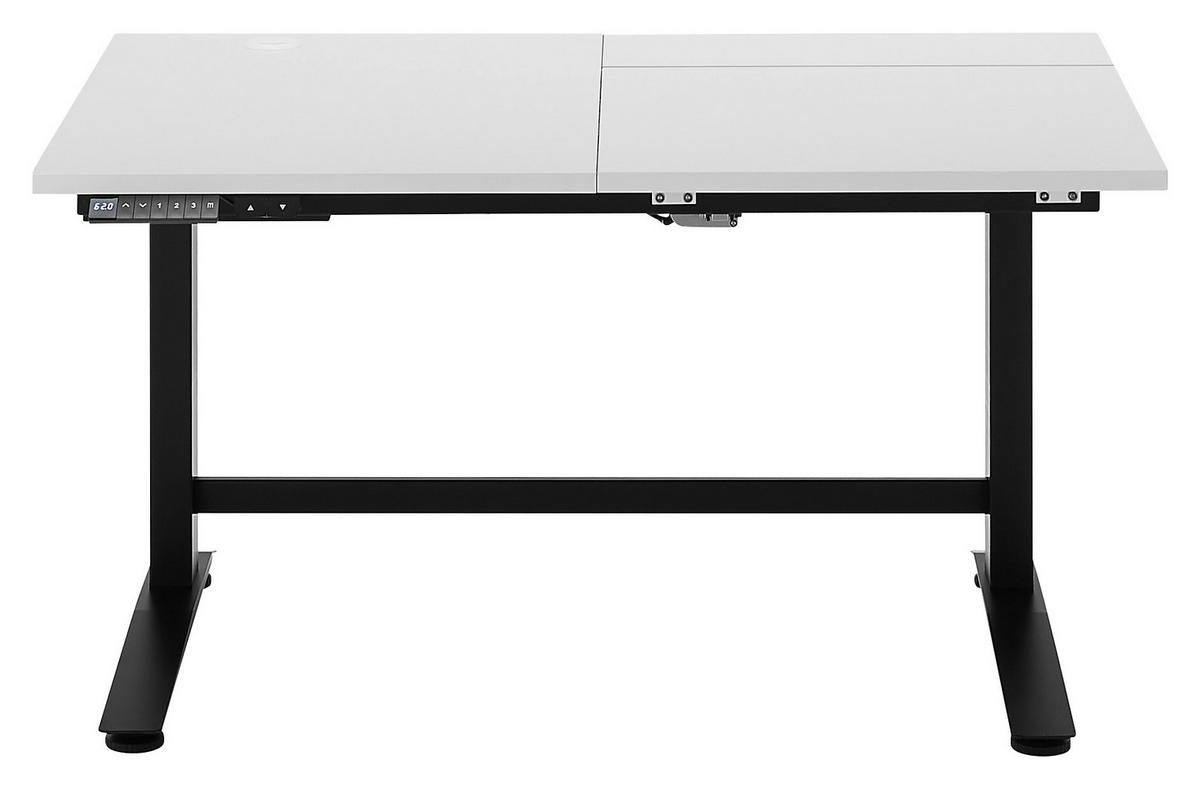 SCHREIBTISCH 120/77/66-129 cm  in Schwarz, Weiß  - Schwarz/Weiß, MODERN, Holzwerkstoff/Metall (120/77/66-129cm) - Carryhome