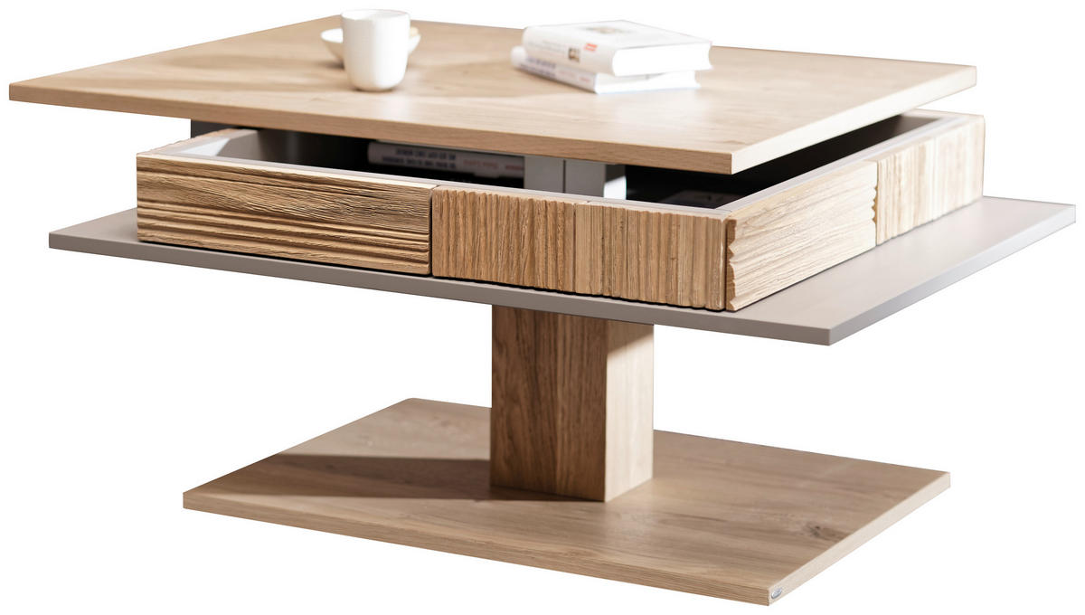 KONFERENČNÝ STOLÍK, sivá, drevo, 90/44/70 cm - divoký dub/sivá, Natur, drevo (90/44/70cm) - Voglauer