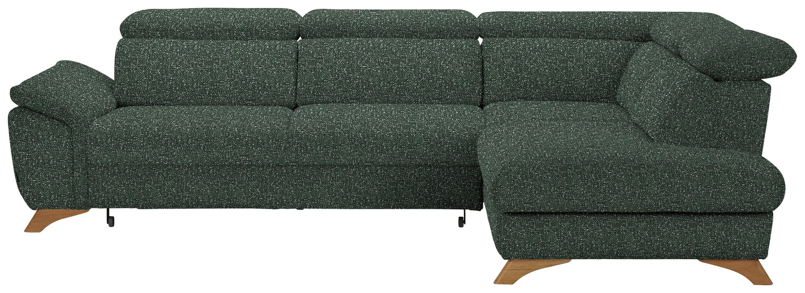 ECKSOFA in Bouclé Grün  - Eichefarben/Grün, Modern, Holz/Textil (287/212cm) - Valnatura