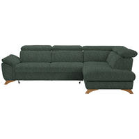 ECKSOFA in Bouclé Grün  - Eichefarben/Grün, Modern, Holz/Textil (287/212cm) - Valnatura