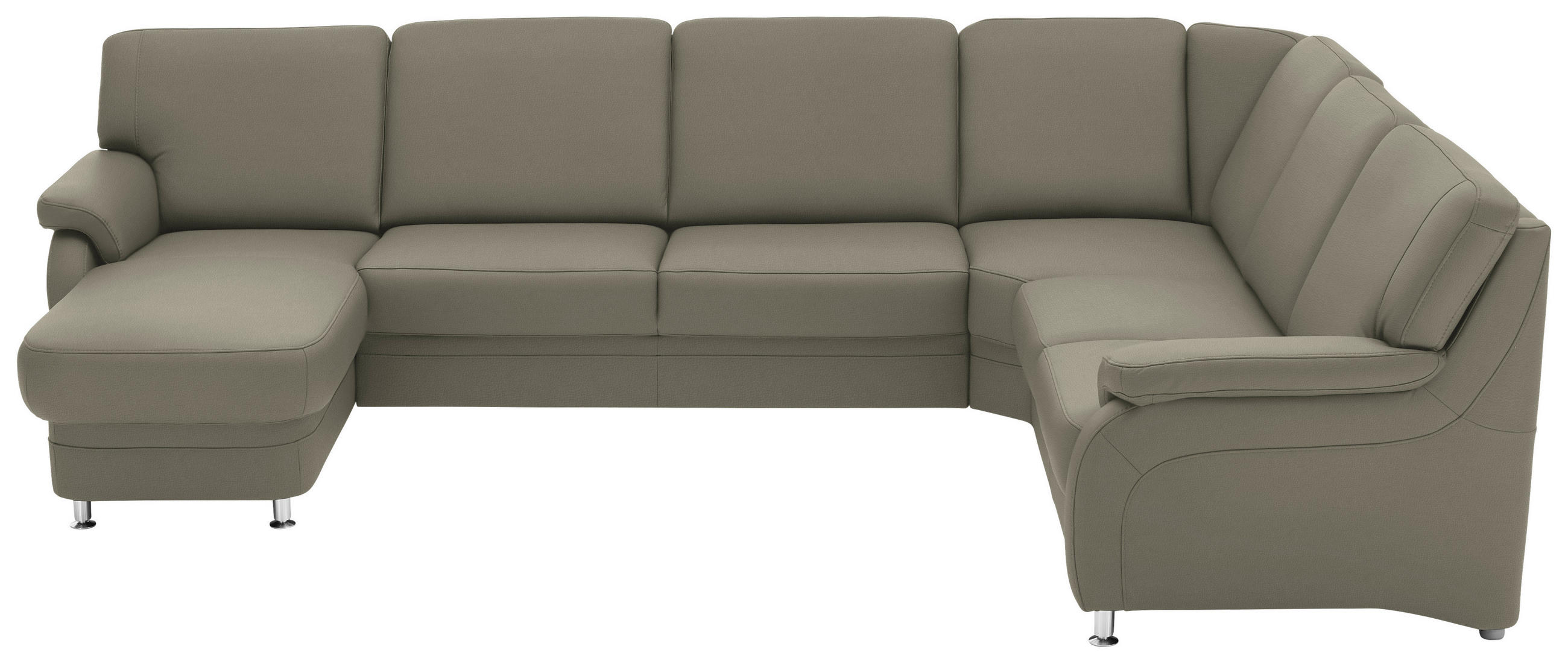 WOHNLANDSCHAFT  Echtleder Platinfarben  - Platinfarben/Alufarben, Konventionell, Leder/Metall (165/329/239cm) - Beldomo Premium