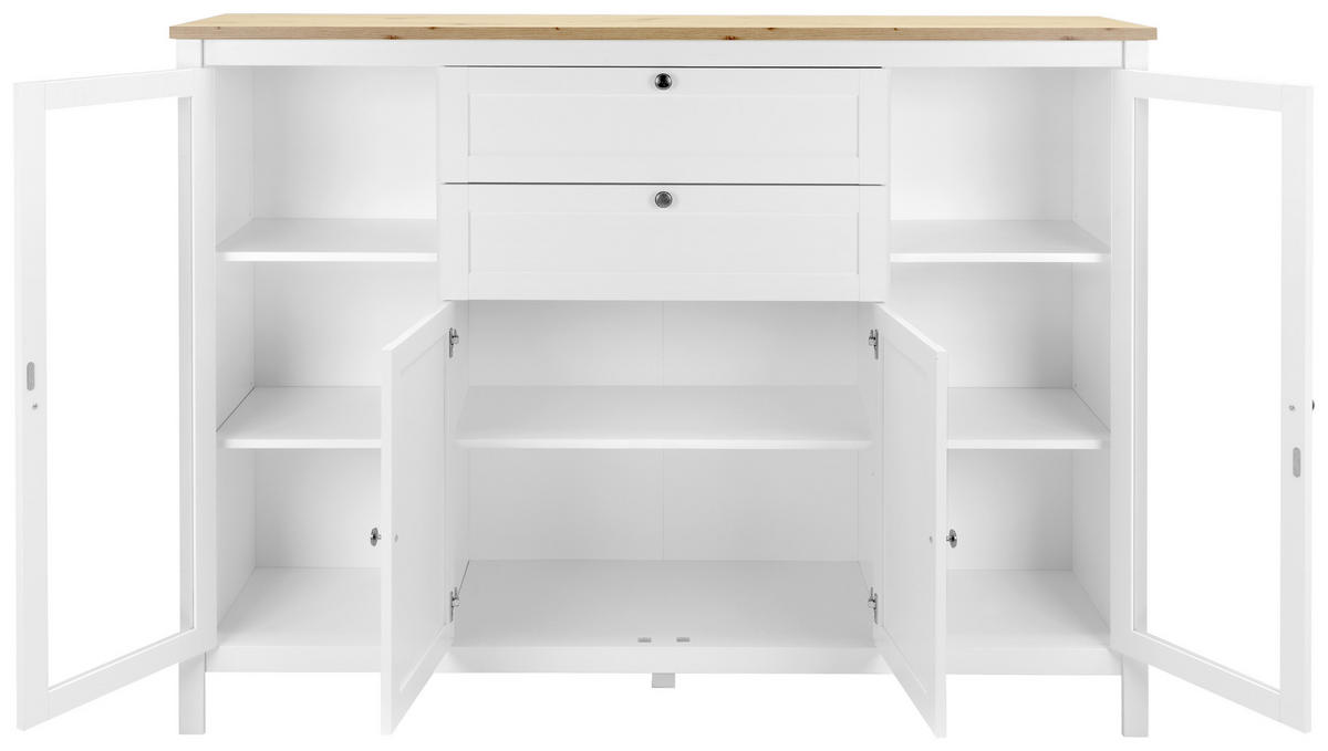VYSOKÁ KOMODA, biela, farba duba, 160/120/40 cm - biela/farba duba, Konventionell, kov/kompozitné drevo (160/120/40cm) - MID.YOU