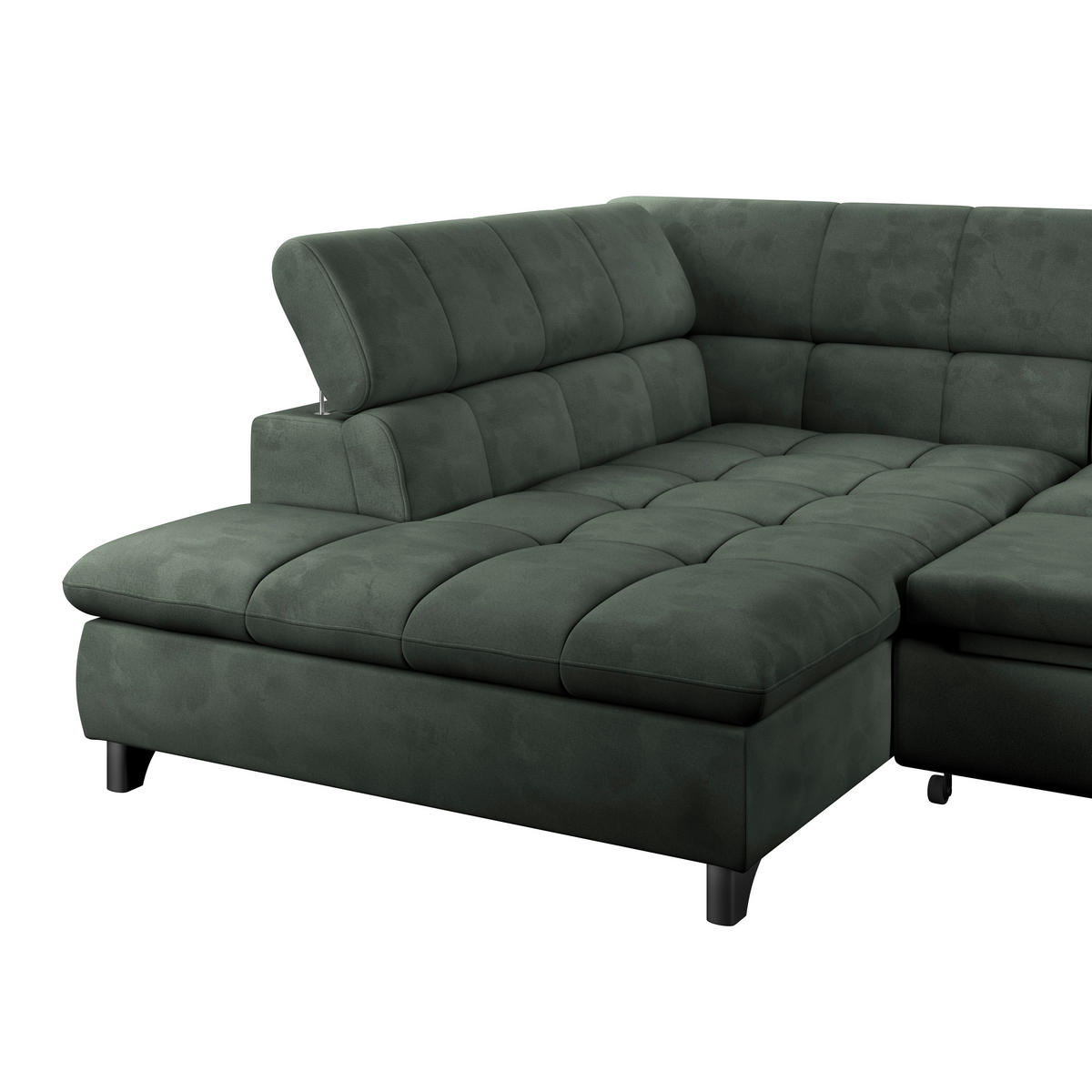 ECKSOFA Grün Chenille  - Chromfarben/Grün, KONVENTIONELL, Textil/Metall (234/312cm) - Livetastic